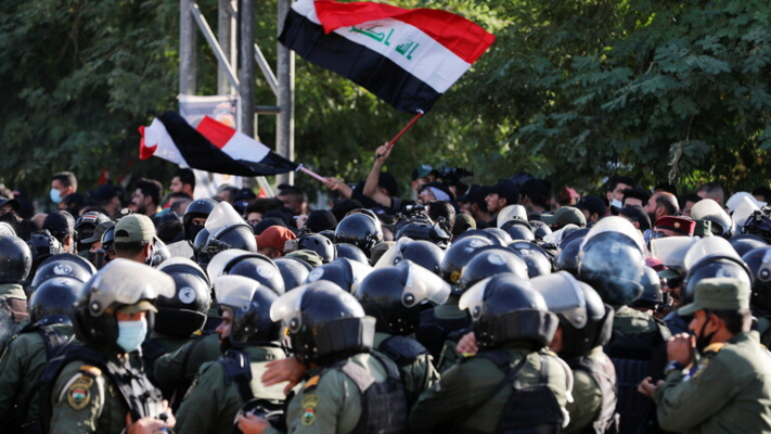 تظاهرات في العاصمة العراقية بغداد رفضًا لنتائج الانتخابات تخللتها اشتباكات عنيفة