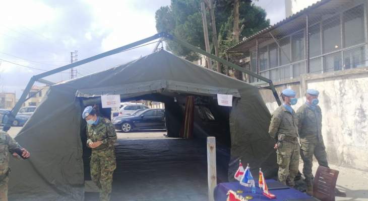 الكتيبة الاسبانية تقدم خيمة انتظار للتلقيح ضد كورونا في مستشفى مرجعيون