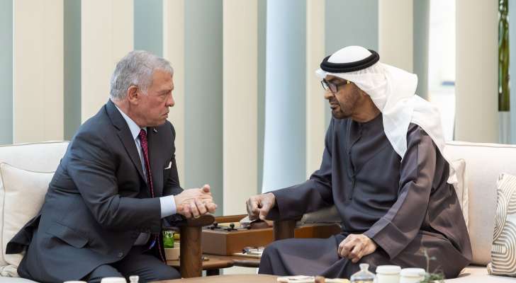 ملك الأردن التقى رئيس الإمارات وتأكيد ضرورة التوصل لوقف دائم لإطلاق النار في غزة وحماية المدنيين