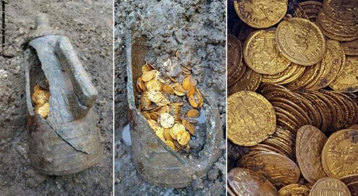 اكتشاف جرة حجرية في قبو مسرح بايطاليا تحتوي عملات ذهبية رومانية 