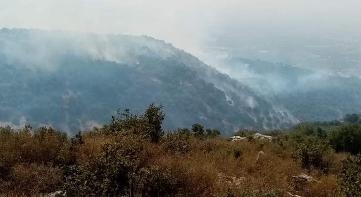   النشرة: الحرائق لا تزال مشتعلة في مزرعة فشكول عند الحدود الجنوبية