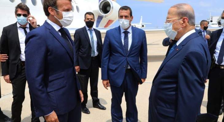 وصول الرئيس الفرنسي إيمانويل ماكرون الى مطار بيروت 