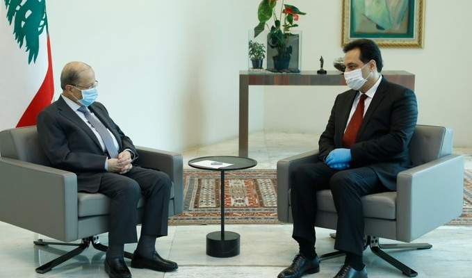  الرئيس عون يلتقي دياب قبيل جلسة مجلس الوزراء