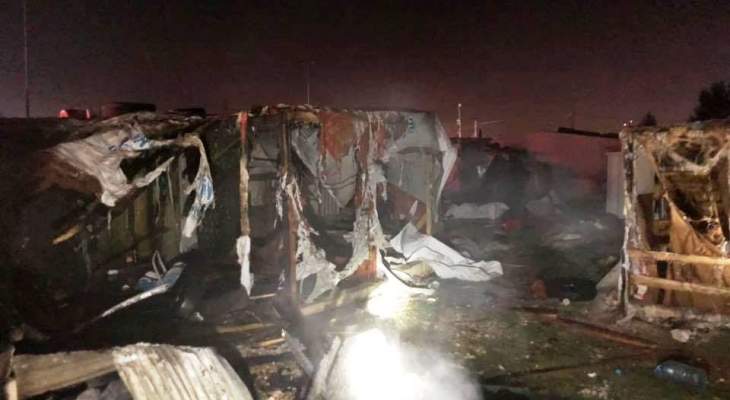 الدفاع المدني: مصاب بحريق داخل مخيم للنازحين السوريين في عنجر- البقاع الأوسط