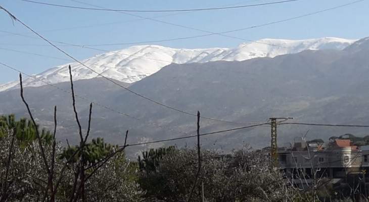 النشرة: سماكة الثلوج على مرتفعات جبل الشيخ وصلت الى 75 سنتم