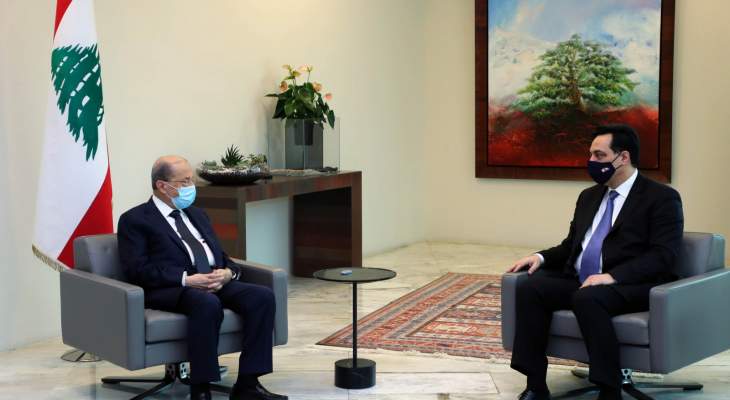 الرئيس عون يلتقي دياب قبيل اجتماع المجلس الأعلى للدفاع