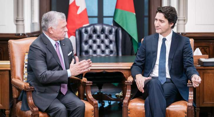 ملك الأردن أكد لرئيس وزراء كندا رفض تهجير الفلسطينيين: لضغط دولي لوقف إطلاق النار في غزة