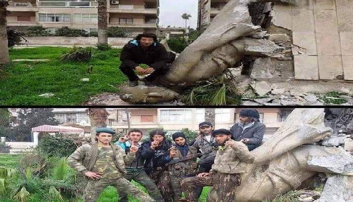 النشرة: النصرة حطمت تمثال ابراهيم هنانو في وسط ادلب