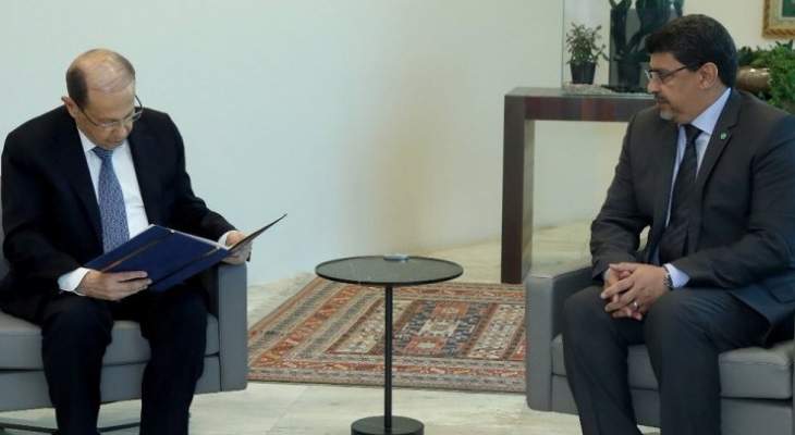 الرئيس عون تسلّم رسالة من رئيس موريتانيا نقلها مبعوثه الخاص محمد ولد محمد