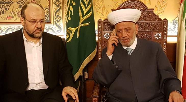 وفد من حماس زار دريان:المفتي وعد بتحرك على مستوى علماء الأمة لنصرة قضية القدس