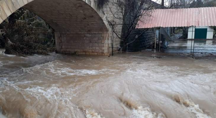 النشرة: ارتفاع منسوب مياه نهر الحاصباني نتيجة الامطار 
