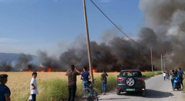 الدفاع المدني:إخماد حريق أتى على مساحات شاسعة من حقول القمح في برالياس