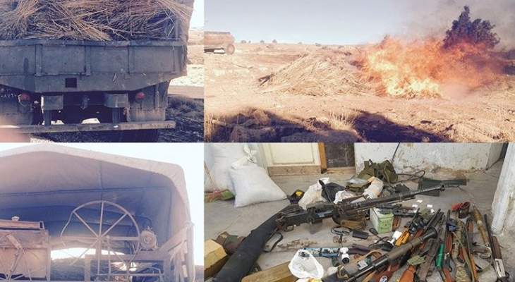 الجيش: ضبط أطنان من حشيشة الكيف وأسلحة حربية وذخائر في الهرمل