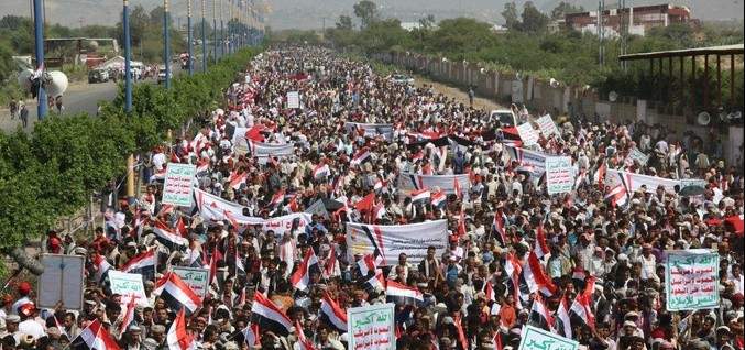 تظاهرات حاشدة في صنعاء وعدد من المحافظات اليمنية بالذكرى الرابعة للحرب على اليمن