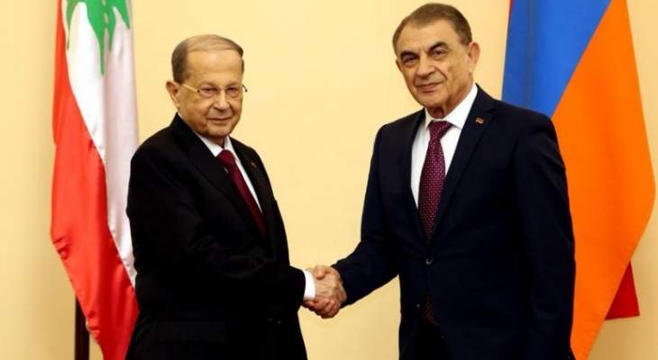 بابلويان أكد للرئيس عون تفعيل لجنة الصداقة البرلمانية اللبنانية - الأرمينية