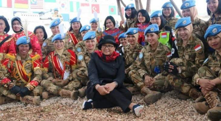  وزيرة خارجية اندونيسيا أكدت التزام بلادها بمهمة السلام في لبنان 