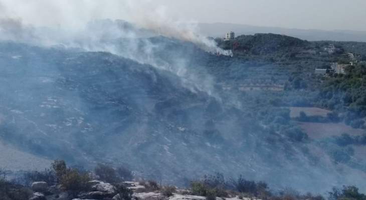 إخماد حريق أشجار حرجية في دوما والعمل على إخماد حريقين في أحراج بدنايل