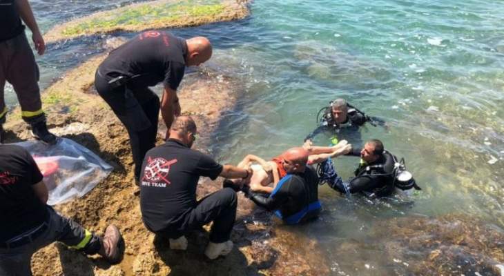  انتشال جثة الشاب السوري الذي غرق امس على شاطىء جبيل 