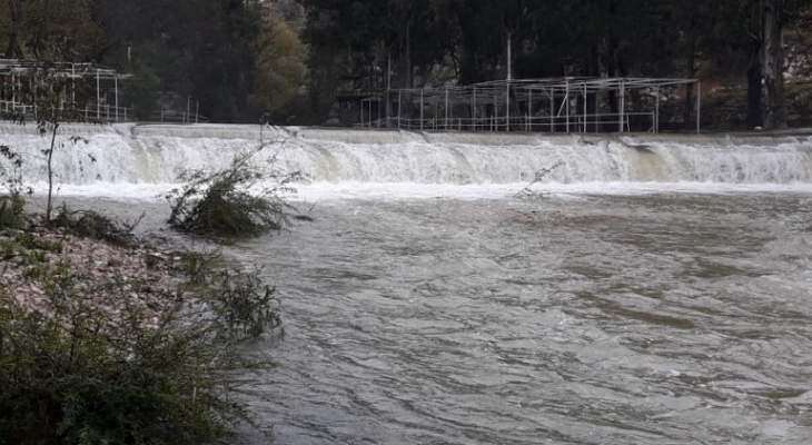 النشرة: ارتفاع منسوب مياه نهر الحاصباني إلى أعلى معدلاته