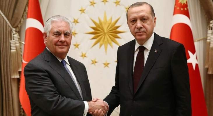 الرئاسة التركية:أردوغان بحث مع تيلرسون الوضع في سوريا والعراق والمنطقة