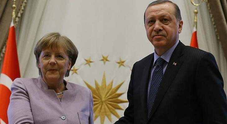 أردوغان يبحث مع ميركل العلاقات الثنائية والتطورات في سوريا