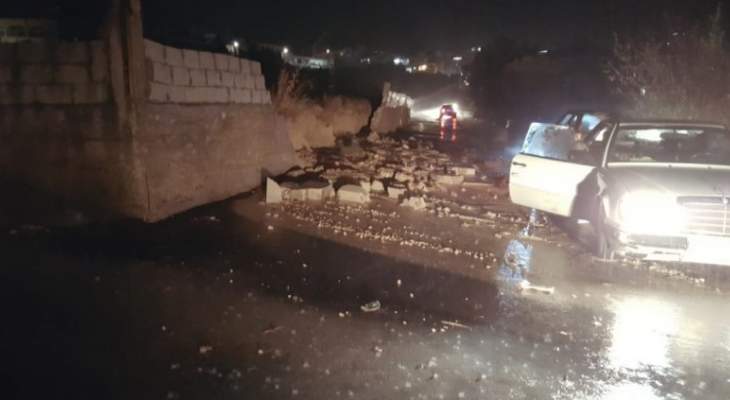 سيول جارفة في بلدة النبي شيت تسببت بأضرار كبيرة