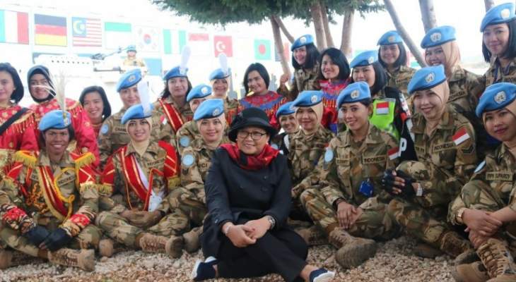 وزيرة خارجية إندونيسيا زارت كتيبة بلادها باليونيفيل:مستمرون بدعم السلام بلبنان