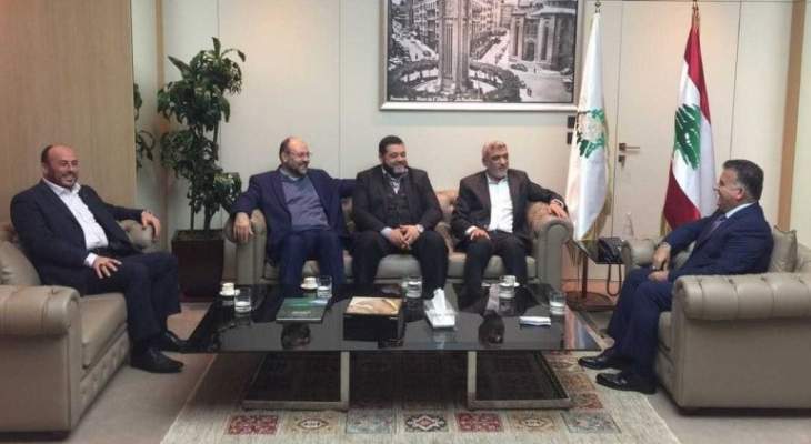 ابراهيم التقى وفدا من حماس: نؤكد دعم لبنان للقضية الفلسطينية 