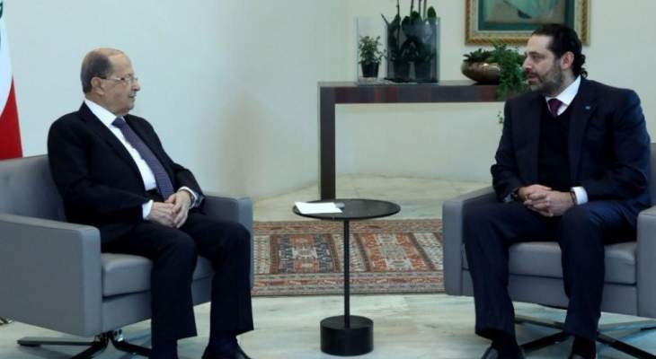 الرئيس عون يلتقي رئيس الحكومة سعد الحريري قبيل جلسة مجلس الوزراء