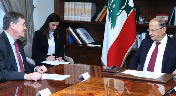 الرئيس عون عرض مع ساترفيلد للعلاقات اللبنانية- الأميركية والأوضاع الراهنة