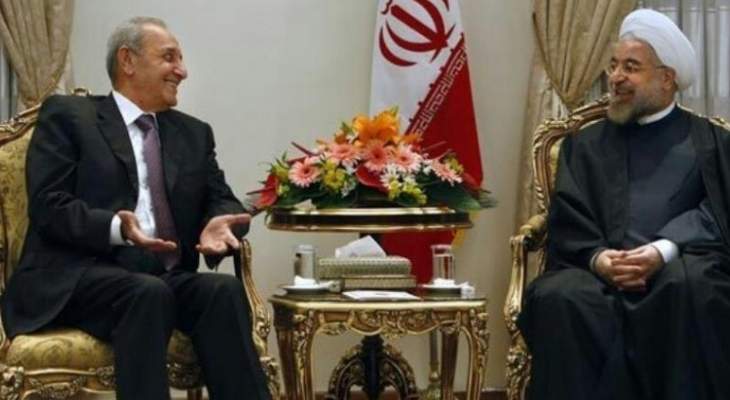 بري يلتقي روحاني في قصر الرئاسة في طهران
