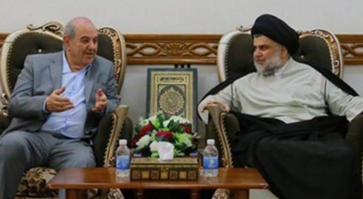 الصدر شدد خلال استقباله علاوي على ضرورة الإسراع بتشكيل الحكومة العراقية