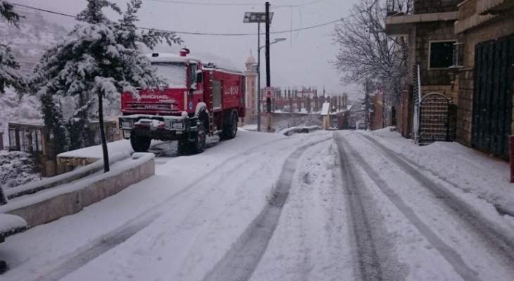 النشرة: الثلوج غطت القرى والمرتفعات في بلدة شبعا وطرقات حاصبيا سالكة