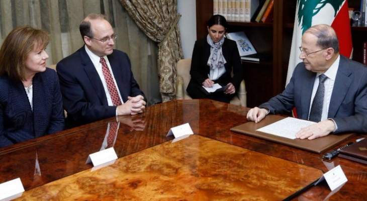  الرئيس عون استقبل مساعد وزير الخزانة لشؤون مكافحة تمويل الإرهاب بأميركا