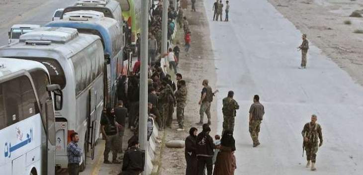 تجهيز 56 حافلة تقل 3641 شخصا بينهم 850 مسلحا تمهيدا لنقلهم إلى إدلب